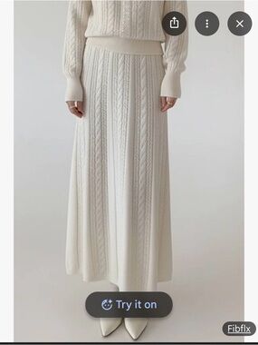 Cream Cashmere Cable-Knit Maxi Skirt Size S